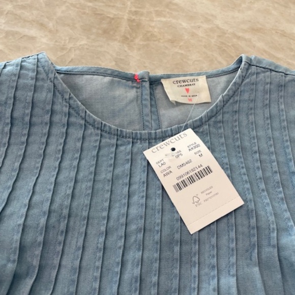 Crewcuts Chambray Smocked and Ruffled Top, Size Medium, NWT. - Picture 2 of 6